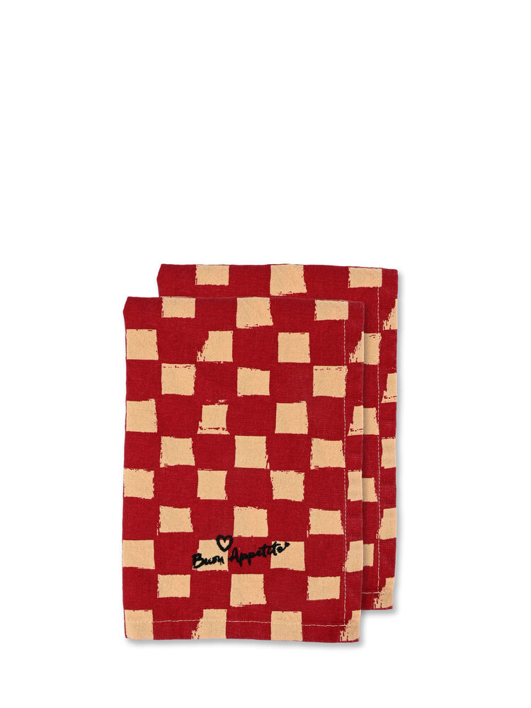 BYON Love stofserviet rød/beige
